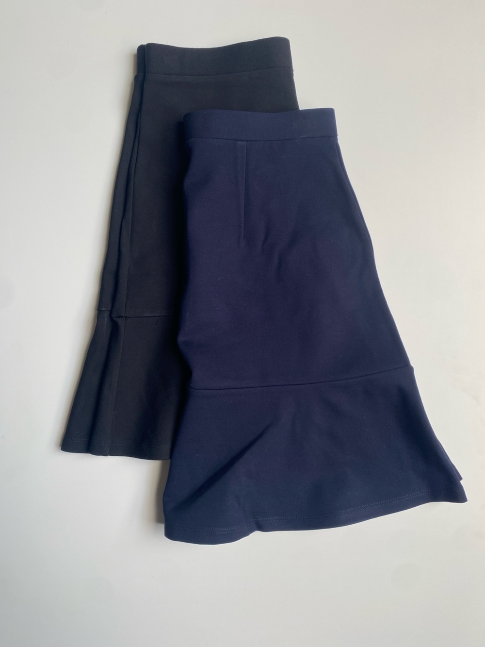 New 2x PAIR of Skirts Navy and Black A-Line Flounce Hem Skirts XS